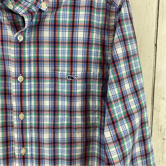Vineyard Vines Multi Flounder Plaid Slim-Fit Tucker Shirt Cotton Size Medium - Picture 4 of 8